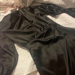 Zara Black Satin Midi Dress